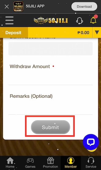 Step 5: Finally click Submit to send your withdrawal order